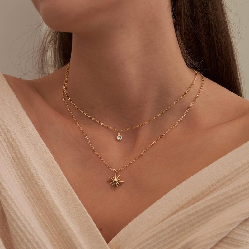 Tewiky Dainty 14k Gold Plated/Silver Cubic Zirconia Necklaces for Women, Simple CZ Jewelry Necklaces Trendy Gifts - Image 3
